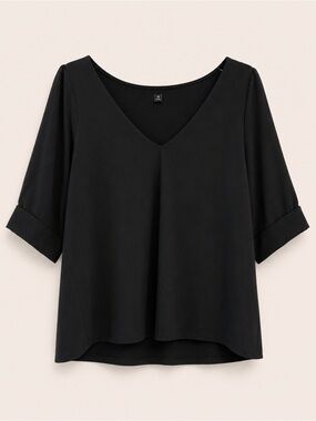 Banana Republic Factory Black Crepe V-Neck Blouse Women’s Medium